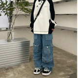 Multi Pockets Vintage Baggy Cargo Jeans-Outfit