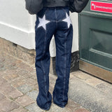Stars Printed Pockets Denim Jeans-Outfit