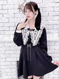 Aesthetic Blouse Women Japanese Kawaii Lace Patchwork Gothic Shirt Harajuku Cute Ladies Top 2024 Lolita Blusas Femme