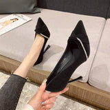 Women's 2025 New Soft Leather Light Tip Temperament Single-Shoe Fine Heel Career Standing Not Tired Foot Work