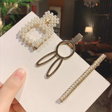 Handmade Pearls Hair Clips Pin For Women Fashion Geometric Flower Barrettes Headwear Girls Sweet Hairpins Hair