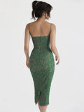 Zingj Lace Green Dress Elegant Sexy Night Wedding Guest Evening Party Dresses Spaghetti Strap Birthday Dresses for Women 2023 211-0-Outfit