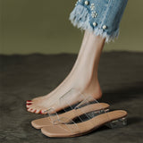 New Female Drag Fairy Outside The Wind Wearing Crystal Heel Fashion Shoes Transparent Word With High Heels Coarse
