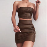 Zingj 2024 New Sexy Breast Show Thin Package Hip Short Skirt Women's PU Short Skirt Suit Women's