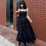 Zingj Hepburn Wind Split The Waist Sling Small Black Skirt Small Senior Feeling Beautiful Back Bouffant Skirt 2023 New