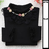 Spring Autumn Cotton Children Base T Shirts Baby Girls Clothes Long Sleeve Floral Casual T Shirt Tops Kids Lace T