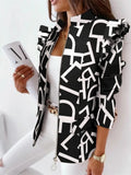 Wholesale Custom Autumn and Winter Ruffle Long Sleeve Zipper Printed Suit Small Coat for Women Women's Jackets
