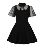 Sleeve Black Retro Vintage Swing Dress Women Aesthetic Robe De Cocktail Vintage Harajuku Elegant 50s 60s Pinup Party