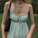 Summer Sexy V Neck Backless Solid A-Line Dress Women New Simple Casual Beach Vacation Club Party Female Mini