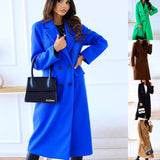 Zingj Hot Style Autumn And Winter Simple Double Breasted Long Sleeve Lapel Button Wool Coat