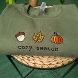Cozy Season Fall Embroidered Sweatshirt- Outfit