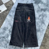 Baggy Jeans Street Hip-Hop Rock Pattern Harajuku Wide-Legged Straight-Leg