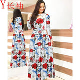 Summer New Elegant Women's Maxi Dress Bohmia Casual Flower Print Robe Fashion Hollow Out Ladies Short Sleeve Dress