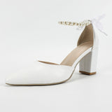 Coarse-Heeled Sandals White Wedding Large-Size Sandals 42-Yard High-Heeled Shoes Spring And Summer Sandals