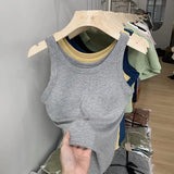 Chest Cushion Threaded Sling Sports Vest Women Wear Sleeveless Sleeveless Jacket With Backing-Proof In
