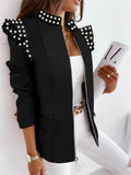 Wholesale Custom Autumn and Winter Ruffle Long Sleeve Zipper Printed Suit Small Coat for Women Women's Jackets