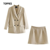 Womens blazer two piece suit set double breasted jacket blazer 2021 spring ladies formal