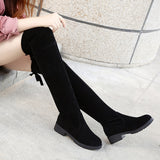 Zingj New 2023 Women's Boots Suede Over The Knee Boots Low Heel Flat And Cotton Thermal Sleeve Women's Boots- Outfit