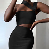 Bandage Dresses For Women 2022 Elegant Tan Cut Out Bodycon Dress Ladies Sexy Mid Evening Club Party Dress Birthday