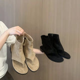 Skinny Spring Autumn New Korean Version Of The Toe Breth Sandals Women With Low Heel Short-Boel Cool Boots Fashion Net Red Female