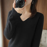 Sweaters Women Casual V-neck Solid Jumpers Pullovers Spring Autumn Womens Sweater Cashmere Knitwear Bottoming