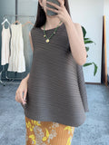 Folding Top Irregular Sleeveless Vest Chic Design Feeling Thin Folded Fashion T-Shirt