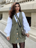V Neck PU Leather Party Dress Women Sleeveless Autumn Winter 2021 Brown Mini Y2K Green A Line Sexy Elegant Dresses