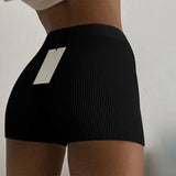 Fashion White Black High Waist Women Knitted Biker Bodycon Shorts Summer Cotton Sweat Mini Sexy Shorts