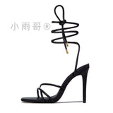 Heel With Sandals Summer Fashion Shoes Cross-Lace Square Head And Cool Slippers