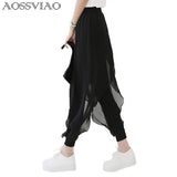 2021 fashion ladies casual loose chiffon harem pants women pants black pantalon femme plus size hot sale sarouel