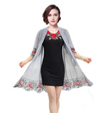2 Pieces Women Dress 2019 Summer Floral Embroidery Lady Dress Tunics Vestidos Robe Femme Red Black Gray XL~3XL 4XL Plus