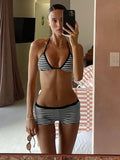 Cloth Forget Y2K Bow Tsets Holiday Bikini Set With Triangular Corset Low-Rise