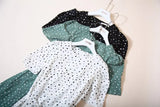 Spring Summer Womens Dress White Polka Dot Chiffon Midi Dress Belt Slim Waist vestido de mujer