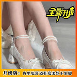 Shallow Single-Shoe Cheongsam Shoes 2025 Mary Treasure Shoes Coarse Heel New Temperament Summer French Antique