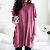 Autumn Pullover Casual Round Neck Long Sleeve Pocket T-shirt