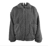 New Spring Women Teddy Bear Coat Stand Collar Loose Plush Jacket Zipper Solid Warm Outwear Faux Lamb