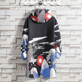Chinese style windbreaker men's long thick trendy kimono jacket casual loose floating robe windbreaker