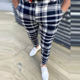 Spring Fashion Gentleman Office Long Pants Autumn Streetwear Casual Trousers For Male Vintage Plaid Print Men's Pants