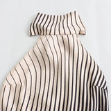 2025 New Women's Fashion Casual Silk Satin Texture Striped Dress