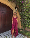Irregular Ruffles Hem Strap Midi Dress- Outfit