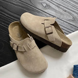 Bottom Lazy Man Bag Head Slippers Women 2025 Spring New Half-Slipper Belt Buckle Single Shoes In
