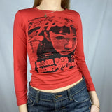 Gothic Print T-shirt Women Long Sleeve Slim Fit Crop Top Y2K Aesthetic Spring Autumn Sweats Tees Top Harajuku