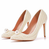 Cm Fine Tip Single Shoe Pointy Shoes Large Size Women's Shoes Pearl Wedding Shoes Wedding Shoes Dinner Women's