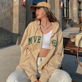 Vintage Oversized Women Hoodies Harajuku Aesthetic Zip Up Hooded Sweatshirt Top Long Sleeve 2022 E Girl Clothes Casual