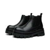 2025 New Round Head Thick Bottom Male High Help Middle Tube Youth Heel Set Foot Trend Martin Boots