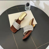 Beautiful Drag Sandals Women Wear 2025 New Water Drill With Velvet Temperament High-Heeled