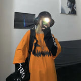 Autumn Harajuku Goth T-shirts Women Halloween Grunge Punk Patchwork Long Sleeve Graphic Tshirt Mall Gothic Alt