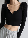 Rib Knit Long Sleeve Crop Top- Outfit