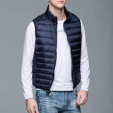 New Winter Men Down Vest Ultra Light 90% White Duck Down Outwear Sleeveless Warm Slim WaistCoat Black Wine