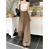 Zingj Mop Floor Suit Pants Female Autumn Korean Version 2024 New High Waist Show Thin Feeling Wide Leg Casual Long Pants-Outfit